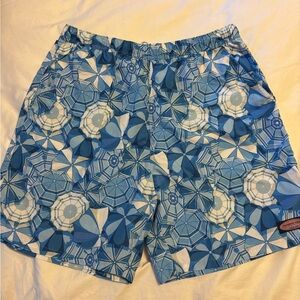 Blue Beach Umbrella Pattern Men's Swim trunks